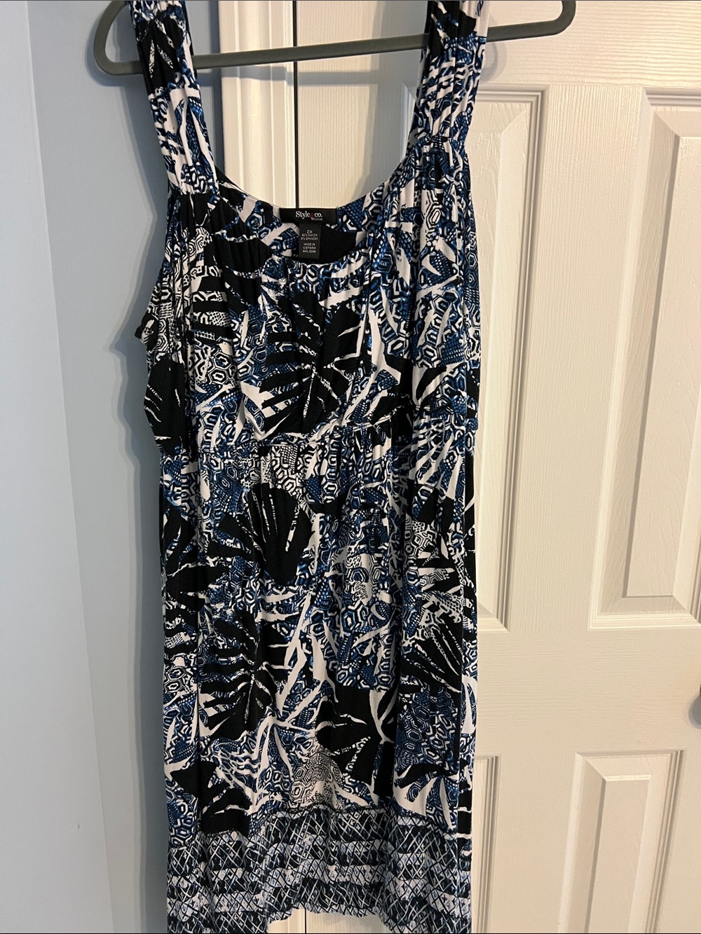 Style & Co. Blue Black White Printed Maxi Dress
